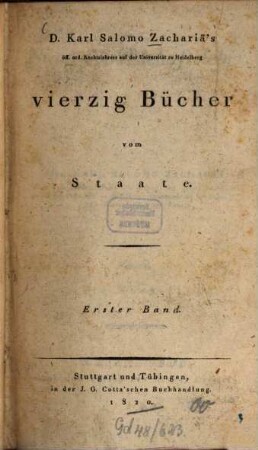 Vierzig Bücher vom Staate, 1. Einleitung in die Staatswissenschaft