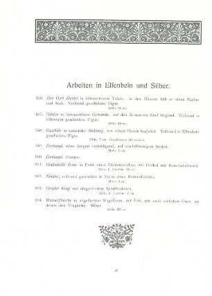 Arbeiten in Elfenbein und Silber