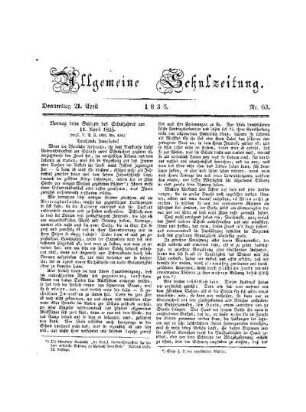 Vortrag beim Schlusse des Schuljahres am 11. April 1835