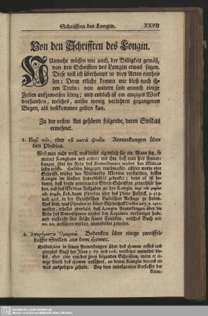 Von den Schrifften des Longin.