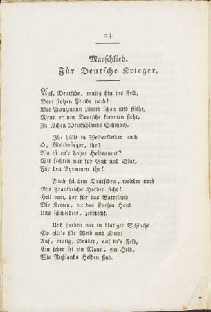Marschlied. Für Deutsche Krieger.