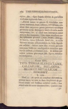 Caput XXX. Tres Terras Elementares, Calcaream, Infalmmabilem Et Metallicam Describit