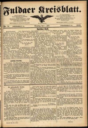 Erste Ausgabe vom Dienstag, den 01. Juli 1902.