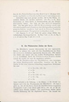 VI. Die Plückerschen Zahlen der Kurve.