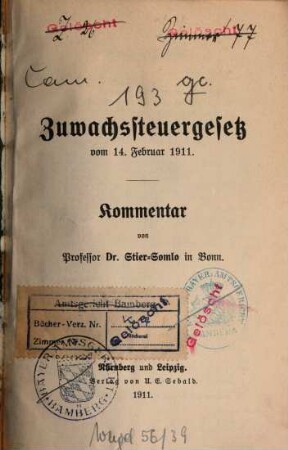 Zuwachssteuergesetz vom 14. Februar 1911