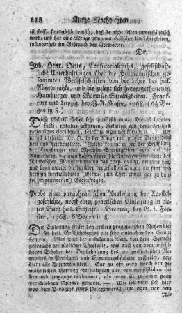 Probe einer paraphrastischen Auslegung der Apostelgeschichte.