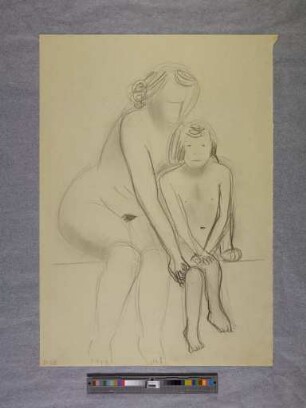 o. T. (Mutter mit Kind, sitzend; aus dem Aktzeichnen an der Burg Giebichenstein Halle)