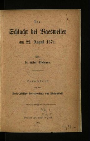 Die Schlacht bei Baesweiler am 22. August 1371