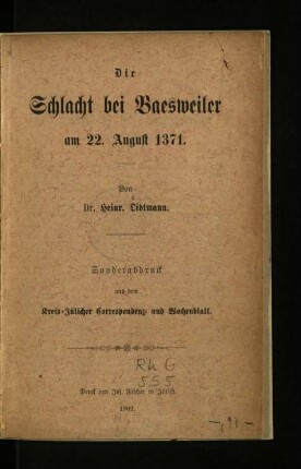 Die Schlacht bei Baesweiler am 22. August 1371