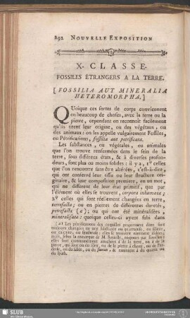 X. Classe. Fossiles Étrangers A La Terre. [Fossilia Aut Mineralia Heteromorpha]