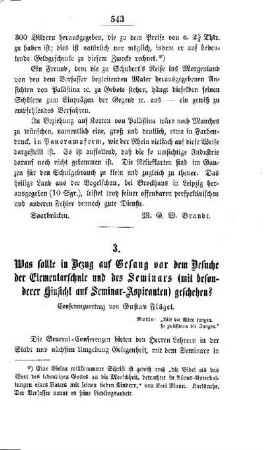 Was sollte in Bezug auf Gesang vor dem Besuche der Elementarschule und des Seminars (mit besonderer Hinsicht auf Seminar-Aspiranten) geschehen?