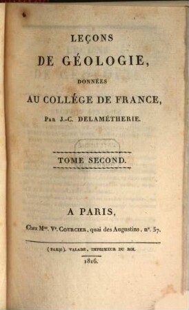 Leçons de géologie : données au collége de France, 2