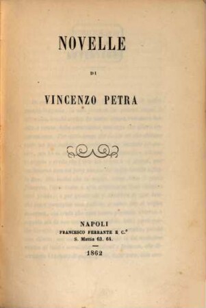 Novelle di Vincenzo Petra