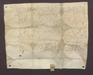 Die Eheleute Bernhard Kornzagel zu Wertheim leihen von der St. Laurentius-Pfründe im Stift ULF zu Wertheim 10 Gulden Kapital zu 5 Prozent Zins und verpfänden dafür 1/2 Morgen Weingarten und einen Krautgarten.