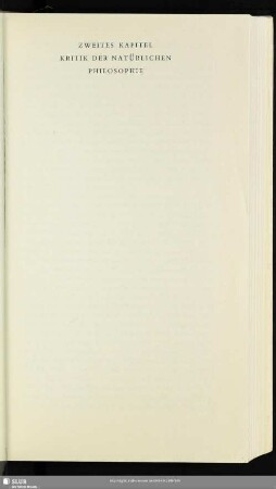 Zweites Kapitel: Kritik Der Natürlichen Philosophie