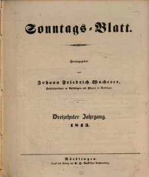 Sonntagsblatt. 1843 = Jg. 13