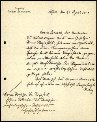 E. von Arco-Valley an W. Dörpfeld