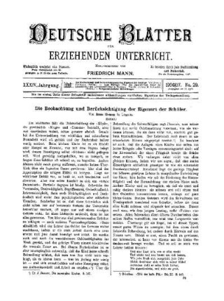 Die Beobachtung und Berücksichtigung der Eigenart der Schüler : (Schluß)
