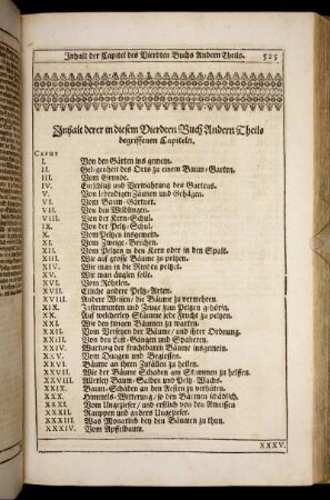 Inhalt derer in diesem Vierdten Buch Andern Theils begriffenen Capiteln.