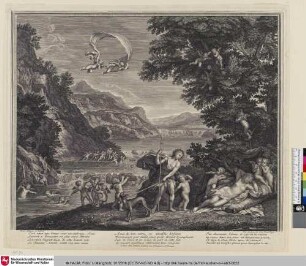 [Adonis auf der Jagd trifft die schlafende Venus und wird von ihren Reizen entzückt; Adonis profitant du sommeil de Vénus pour aller àla chasse]