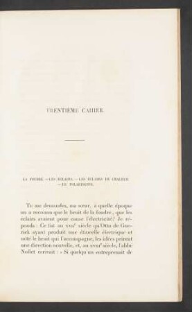 Trentième cahier. La foudre. - Les éclairs. - Les éclairs de [...]