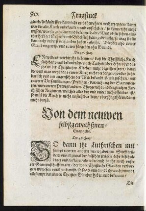 Von dem neuwen selbßgewachßnen Evangelio.