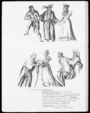 Umlaufender Figurenfries mit Typen aus der Commedia dell'Arte
