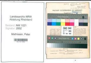 Entnazifizierung Peter Mathissen , geb. 12.11.1905 (Landwirt)