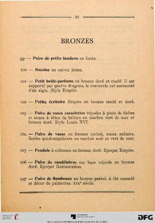 Bronzes (Nr. 99-110)
