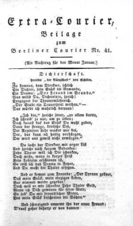 Extra-Courier, Beilage zum Berliner Courier Nr. 41