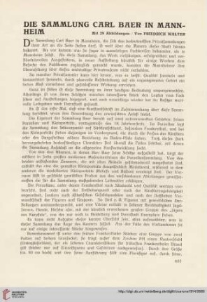 6: Die Sammlung Carl Baer in Mannheim