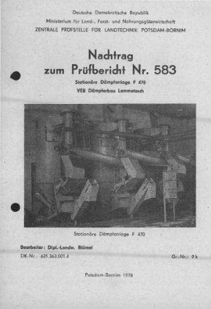Stationäre Dämpfanlage F 470