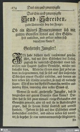 Das Ein und zwantzigste Send-Schreiben