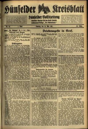 Erste Ausgabe vom Samstag, den 23. Mai 1931.