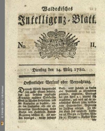 No. 11, Dienstag den 14. März 1780