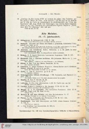 Alte Meister. 15.-17. Jahrhundert (Nr. 32 - 53)