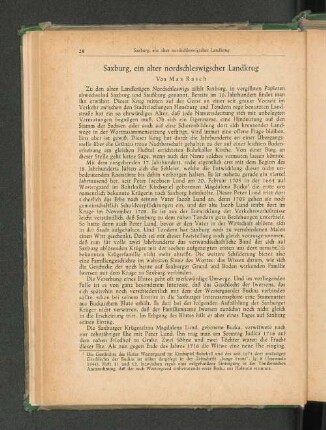 Saxburg, ein alter nordschleswigischer Landkrug Von Max Rasch