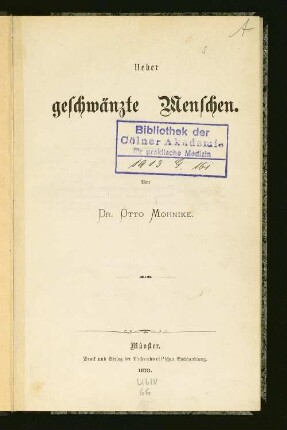 Ueber geschwänzte Menschen