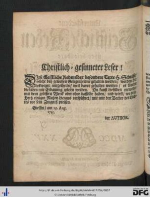 Christlich-gesinnter Leser!