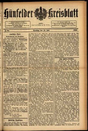 Ausgabe vom Dienstag, den 13. Juli 1897.