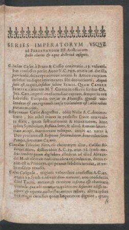 Series Imperatorum Usque ad Ferdinandum III. Austriacum ...