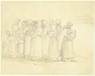 Römische Bettelweiber bei der Einsegnung von Tieren beim Antoniusfest am 17. Januar 1818