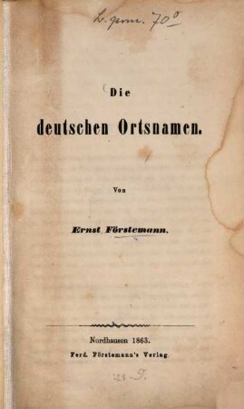 Die deutschen Ortsnamen