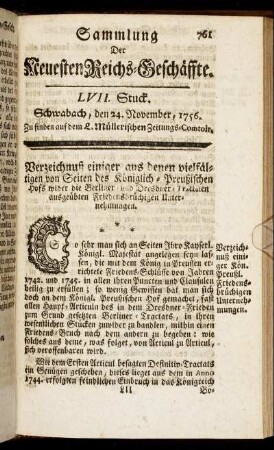 LVII. Stuck. Schwabach, den 24. November, 1756.