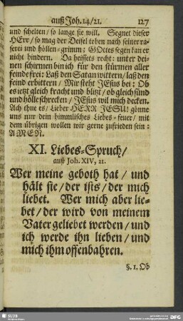 XI. Liebes-Spruch, auß Joh. XIV, 21