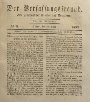 № 21. Cassel, den 14. März 1832.
