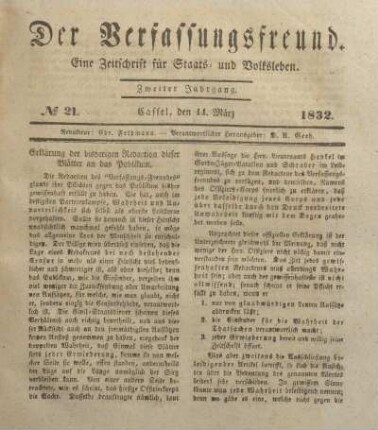 № 21. Cassel, den 14. März 1832.
