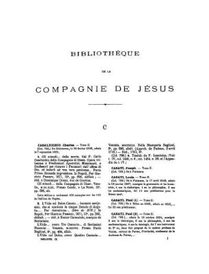Bibliothèque de la Compagnie de Jésus C - Z