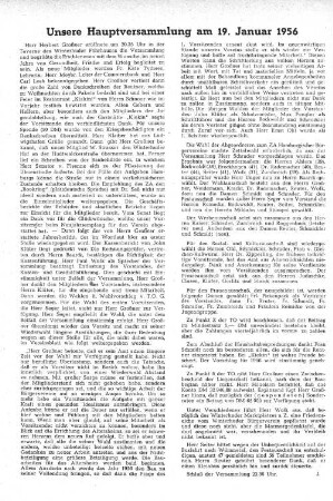 Unsere Hauptversammlung am 19. Januar 1956
