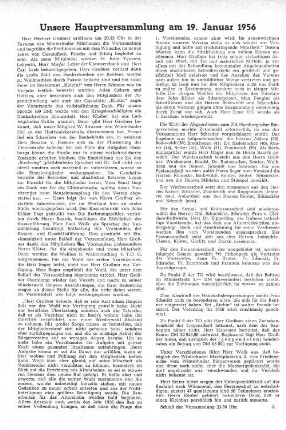 Unsere Hauptversammlung am 19. Januar 1956